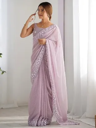 Picture of Women's Georgette Embellished Saree With Unstitched Blouse
