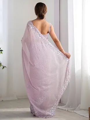 Picture of Women's Georgette Embellished Saree With Unstitched Blouse
