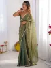 Picture of Checkered Bollywood Chiffon Saree (Green, Gold)