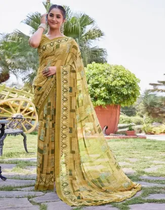 Picture of Printed Daily Wear Georgette Saree (Green)