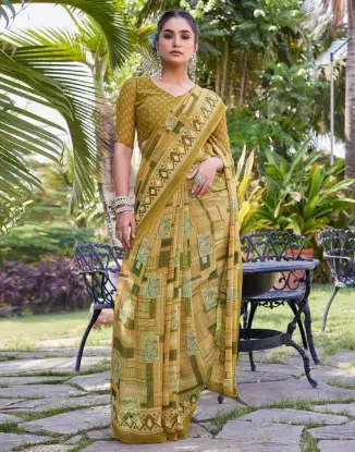 Picture of Printed Daily Wear Georgette Saree (Green)