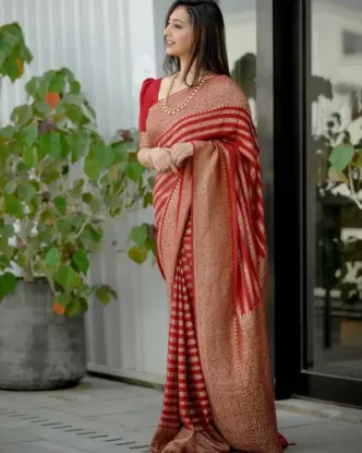Picture of Self Design Banarasi Pure Silk Saree
