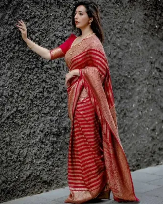 Picture of Self Design Banarasi Pure Silk Saree