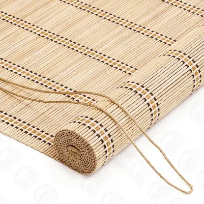 Picture of SPACE Bamboo Curtains - W 3 ft x H 6 ft - Rope Mechanism Roll Up Down Bamboo Shade for Sunlight, Dust Protection Window Chick Blinds for Balcony, Restaurant, Hotel, Dhaba, Resort