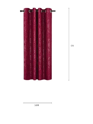 Picture of Polyester Printed Blackout Emboss Window Grommet Curtains (Pack of 2, 5 Feet, Maroon)