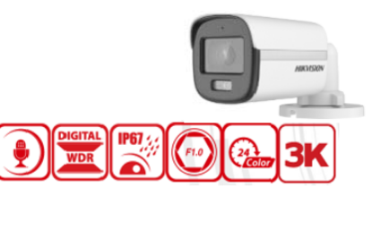 Show details for 3K ColorVu Outdoor Audio Fixed Bullet Camera – DS-2CE10KF0T-PFS (3.6mm) Picture of 3K ColorVu Outdoor Audio Fixed Bullet Camera – DS-2CE10KF0T-PFS (3.6mm)