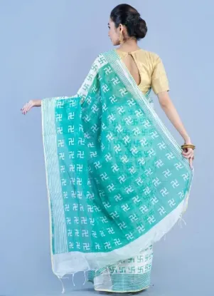 Show details for Printed Sambalpuri Cotton Silk Saree (Green) Picture of Printed Sambalpuri Cotton Silk Saree (Green)