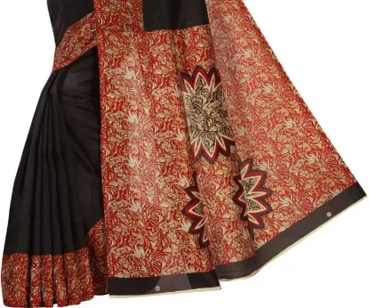 Show details for Printed Manipuri Art Silk Saree (Black) Picture of Printed Manipuri Art Silk Saree (Black)