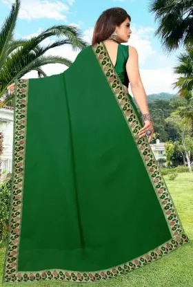 Show details for Printed Banarasi Lycra Blend, Chiffon Saree (Green) Picture of Printed Banarasi Lycra Blend, Chiffon Saree (Green)