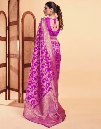 Show details for Women's Art Silk Banarasi Jacquard Saree With Unstitched Blouse Piece Picture of Women's Art Silk Banarasi Jacquard Saree With Unstitched Blouse Piece