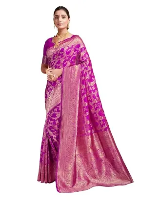 Show details for Women's Art Silk Banarasi Jacquard Saree With Unstitched Blouse Piece Picture of Women's Art Silk Banarasi Jacquard Saree With Unstitched Blouse Piece