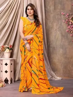 Show details for Printed Daily Wear Georgette Saree Picture of Printed Daily Wear Georgette Saree