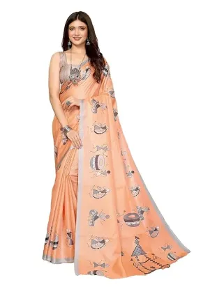 Show details for Womens Elegant Printed Art Silk Saree with Matching Blouse Material - Perfect for Festive and Special Occasions Picture of Womens Elegant Printed Art Silk Saree with Matching Blouse Material - Perfect for Festive and Special Occasions