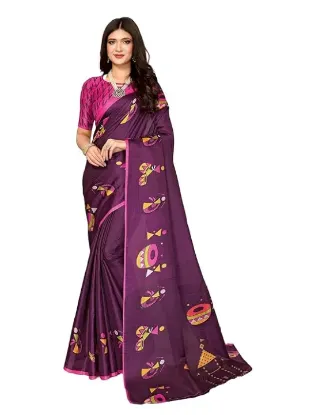Show details for Womens Elegant Printed Art Silk Saree with Matching Blouse Material - Perfect for Festive and Special Occasions Picture of Womens Elegant Printed Art Silk Saree with Matching Blouse Material - Perfect for Festive and Special Occasions