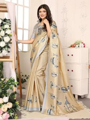 Show details for Womens Elegant Printed Art Silk Saree with Matching Blouse Material - Perfect for Festive and Special Occasions Picture of Womens Elegant Printed Art Silk Saree with Matching Blouse Material - Perfect for Festive and Special Occasions