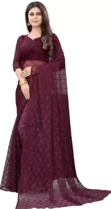 Show details for Self Design Bollywood Net Saree (Purple) Picture of Self Design Bollywood Net Saree (Purple)