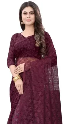 Show details for Self Design Bollywood Net Saree (Purple) Picture of Self Design Bollywood Net Saree (Purple)