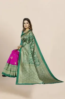 Show details for Printed Bollywood Art Silk Saree (Green, Pink) Picture of Printed Bollywood Art Silk Saree (Green, Pink)