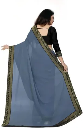 Show details for Self Design, Solid/Plain, Embellished Bollywood Georgette Saree (Grey) Picture of Self Design, Solid/Plain, Embellished Bollywood Georgette Saree (Grey)