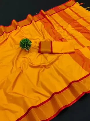 Show details for Printed Kanjivaram Silk Blend, Cotton Silk Saree (Yellow) Picture of Printed Kanjivaram Silk Blend, Cotton Silk Saree (Yellow)