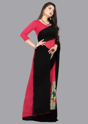Show details for Printed Daily Wear Georgette Saree (Pink) Picture of Printed Daily Wear Georgette Saree (Pink)
