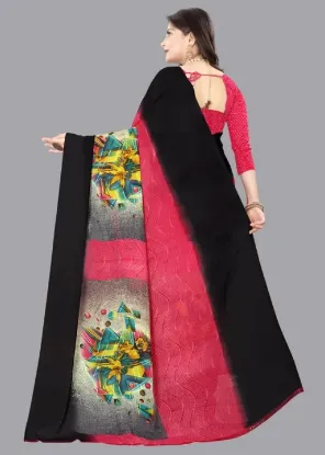 Show details for Printed Daily Wear Georgette Saree (Pink) Picture of Printed Daily Wear Georgette Saree (Pink)