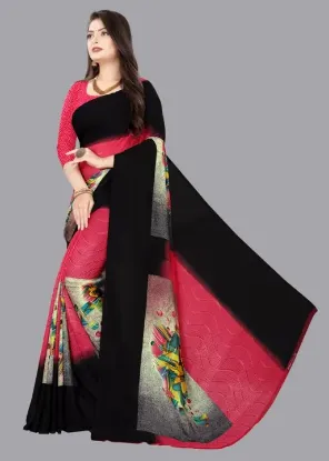 Show details for Printed Daily Wear Georgette Saree (Pink) Picture of Printed Daily Wear Georgette Saree (Pink)