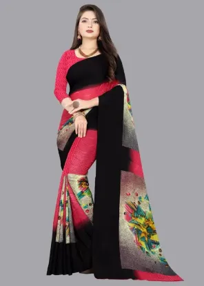 Show details for Printed Daily Wear Georgette Saree (Pink) Picture of Printed Daily Wear Georgette Saree (Pink)