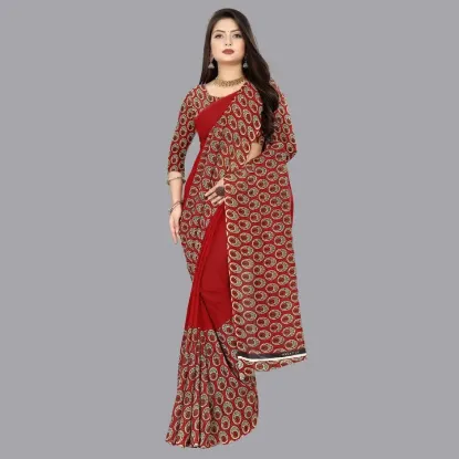 Show details for Printed Daily Wear Georgette Saree (Red) Picture of Printed Daily Wear Georgette Saree (Red)