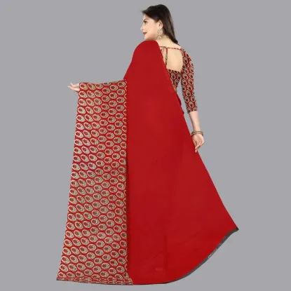 Show details for Printed Daily Wear Georgette Saree (Red) Picture of Printed Daily Wear Georgette Saree (Red)