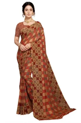 Show details for Printed Daily Wear Georgette Saree (Brown) Picture of Printed Daily Wear Georgette Saree (Brown)