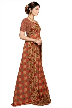 Show details for Printed Daily Wear Georgette Saree (Brown) Picture of Printed Daily Wear Georgette Saree (Brown)