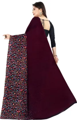 Show details for Floral Print Daily Wear Georgette Saree (Magenta) Picture of Floral Print Daily Wear Georgette Saree (Magenta)