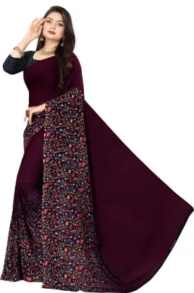 Show details for Floral Print Daily Wear Georgette Saree (Magenta) Picture of Floral Print Daily Wear Georgette Saree (Magenta)