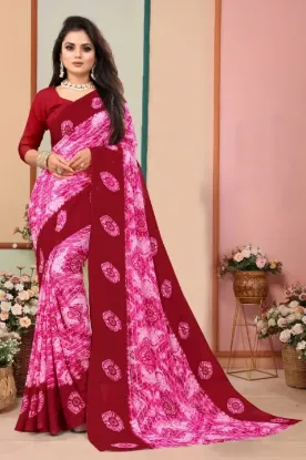 Show details for Printed Bollywood Georgette Saree (Pink) Picture of Printed Bollywood Georgette Saree (Pink)