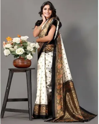 Show details for Printed Mysore Art Silk Saree (Black) Picture of Printed Mysore Art Silk Saree (Black)