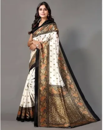 Show details for Printed Mysore Art Silk Saree (Black) Picture of Printed Mysore Art Silk Saree (Black)