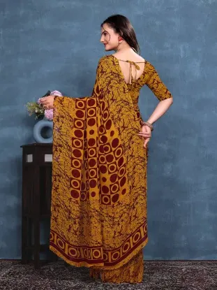 Show details for Printed Bandhani Georgette Saree (Mustard) Picture of Printed Bandhani Georgette Saree (Mustard)