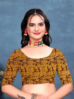 Show details for Printed Bandhani Georgette Saree (Mustard) Picture of Printed Bandhani Georgette Saree (Mustard)