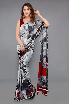 Show details for Printed Daily Wear Georgette Saree (Grey) Picture of Printed Daily Wear Georgette Saree (Grey)