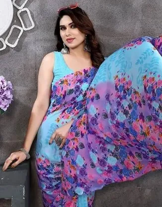 Show details for Printed Bandhani Georgette Saree (Purple) Picture of Printed Bandhani Georgette Saree (Purple)