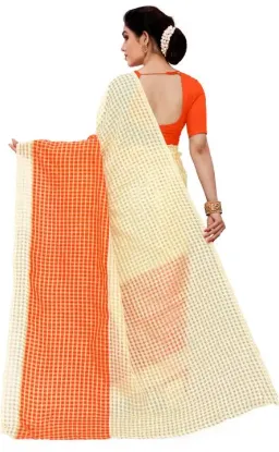 Show details for Checkered Daily Wear Art Silk Saree (Orange, Cream) Picture of Checkered Daily Wear Art Silk Saree (Orange, Cream)