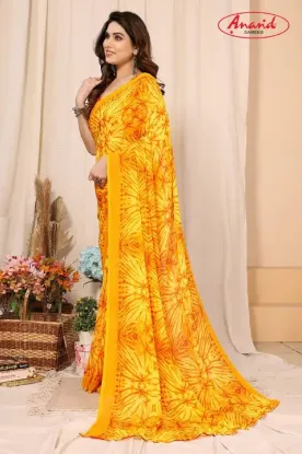 Show details for Ombre, Floral Print Daily Wear Georgette Saree (Yellow) Picture of Ombre, Floral Print Daily Wear Georgette Saree (Yellow)