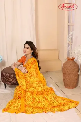 Show details for Ombre, Floral Print Daily Wear Georgette Saree (Yellow) Picture of Ombre, Floral Print Daily Wear Georgette Saree (Yellow)