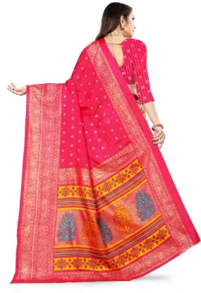 Show details for Printed Daily Wear Silk Blend Saree (Pink) Picture of Printed Daily Wear Silk Blend Saree (Pink)