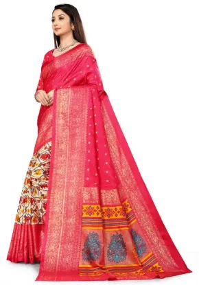 Show details for Printed Daily Wear Silk Blend Saree (Pink) Picture of Printed Daily Wear Silk Blend Saree (Pink)