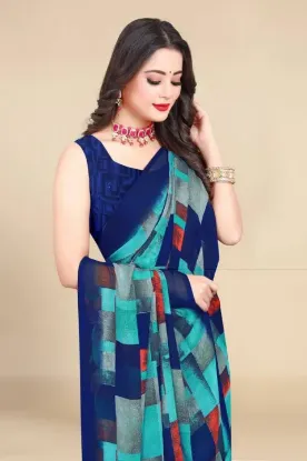 Show details for Digital Print Daily Wear Georgette Saree (Multicolor) Picture of Digital Print Daily Wear Georgette Saree (Multicolor)