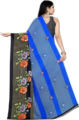 Show details for Printed Daily Wear Georgette Saree (Blue) Picture of Printed Daily Wear Georgette Saree (Blue)