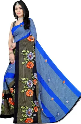 Show details for Printed Daily Wear Georgette Saree (Blue) Picture of Printed Daily Wear Georgette Saree (Blue)