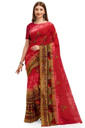 Show details for Printed Daily Wear Georgette Saree (Red) Picture of Printed Daily Wear Georgette Saree (Red)